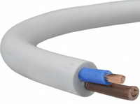 H05VV-F OWY 2X 2.5 BIAŁY PRZEWÓD OKRĄGŁY MIĘKKI 300/500V DO ODBIORNIKÓW RUCHOMYCH