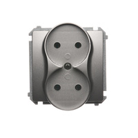 SIMON BASIC MODUŁ SATYNA GNIAZDO 2X B/U ZACISKI ŚRUBOWE 16A 250V