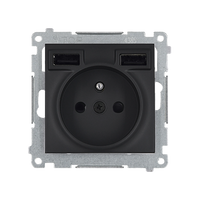 SIMON 54 MODUŁ CZARNY MAT GNIAZDO + ŁADOWARKA 2X USB A+A 2.1A 5V DC